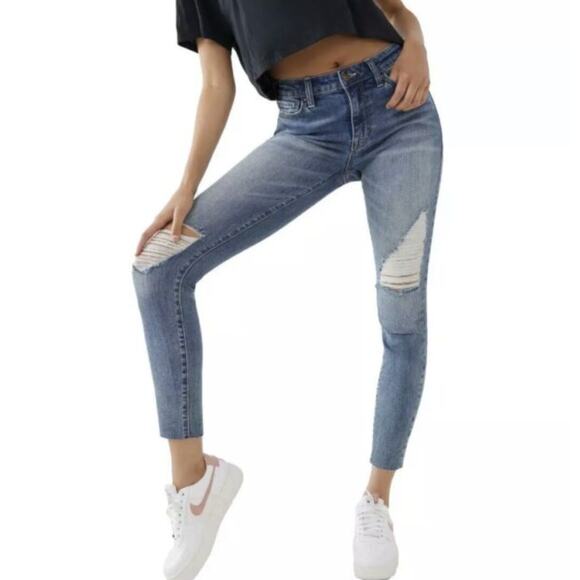 True Religion Halle Destroyed Raw Hem Mid Rise Skinny Jeans - New 31 waist - Picture 1 of 3